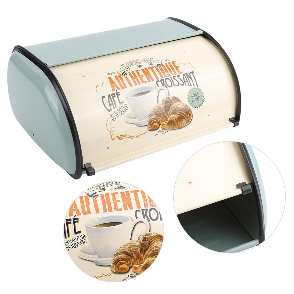 Portapane in metallo di grande capacità, portaoggetti da, robusto e durevole, con fondo antiscivolo, per uso domestico in, rosso blu 34,5x23x14,5 cm (Blu)