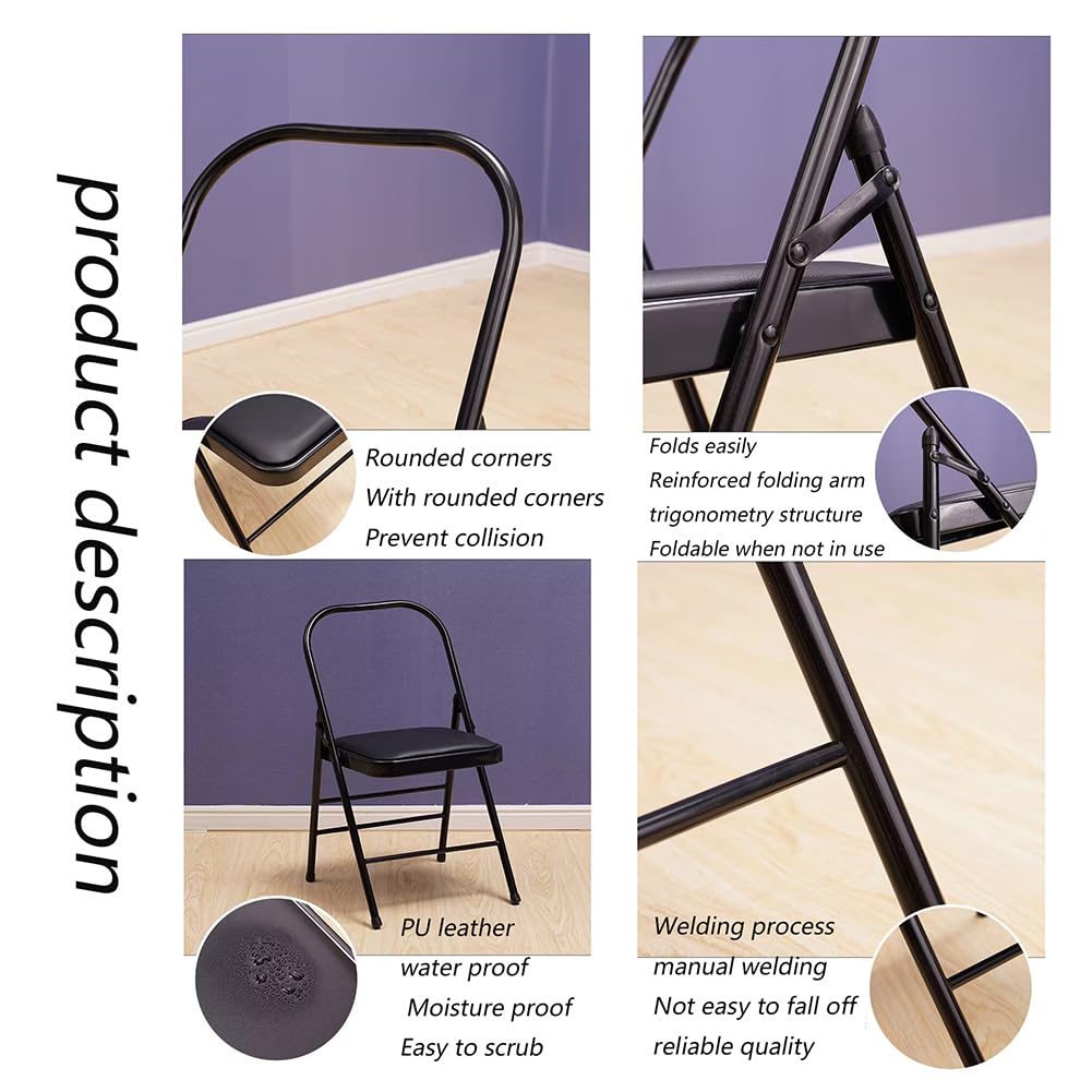Sedia da Yoga Iyengar Sedia da Yoga Senza Schienale Sedia da Pilates Sedia per Inversione Yoga Tessuto PU Pieghevole Balance Training,Black
