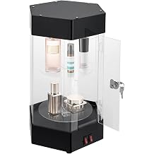 10.63 * 18.9in Electric Rotating Display Case, Lockable Acrylic Jewelry Display Case 2 LED Lights Dual Base Switches Double-Layer Structure Non-slip Feet for Personal Use, Exhibition Halls