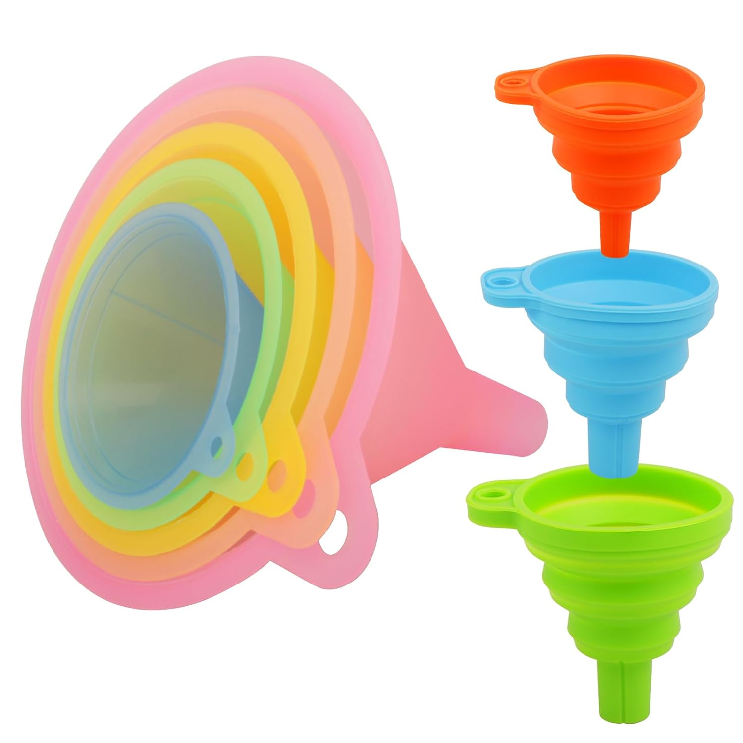 8 pcs Funnel Set Kitchen Funnels 5 pcs Plastic Funnel 3 pcs Silicone