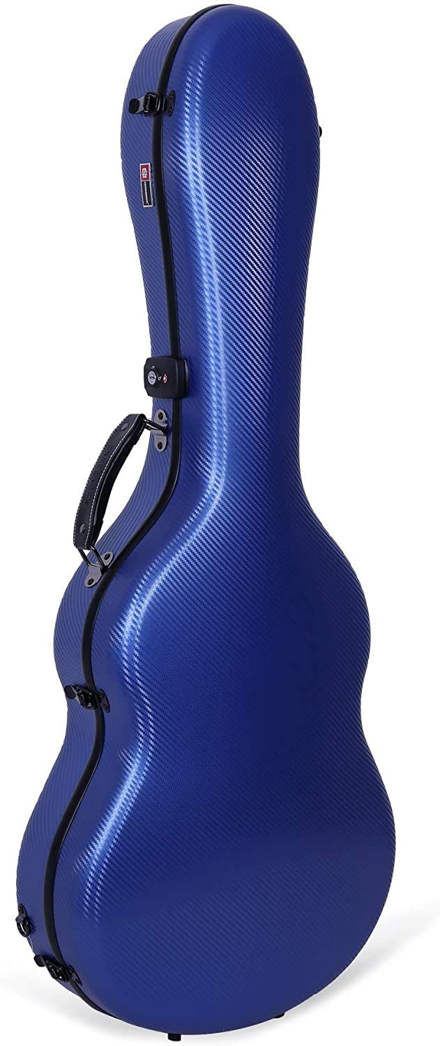 Crossrock Polycarbonat Koffer passend für 4/4 Klassikgitarren, kratzfester Flightcase in Blau (CRF4020CBL)