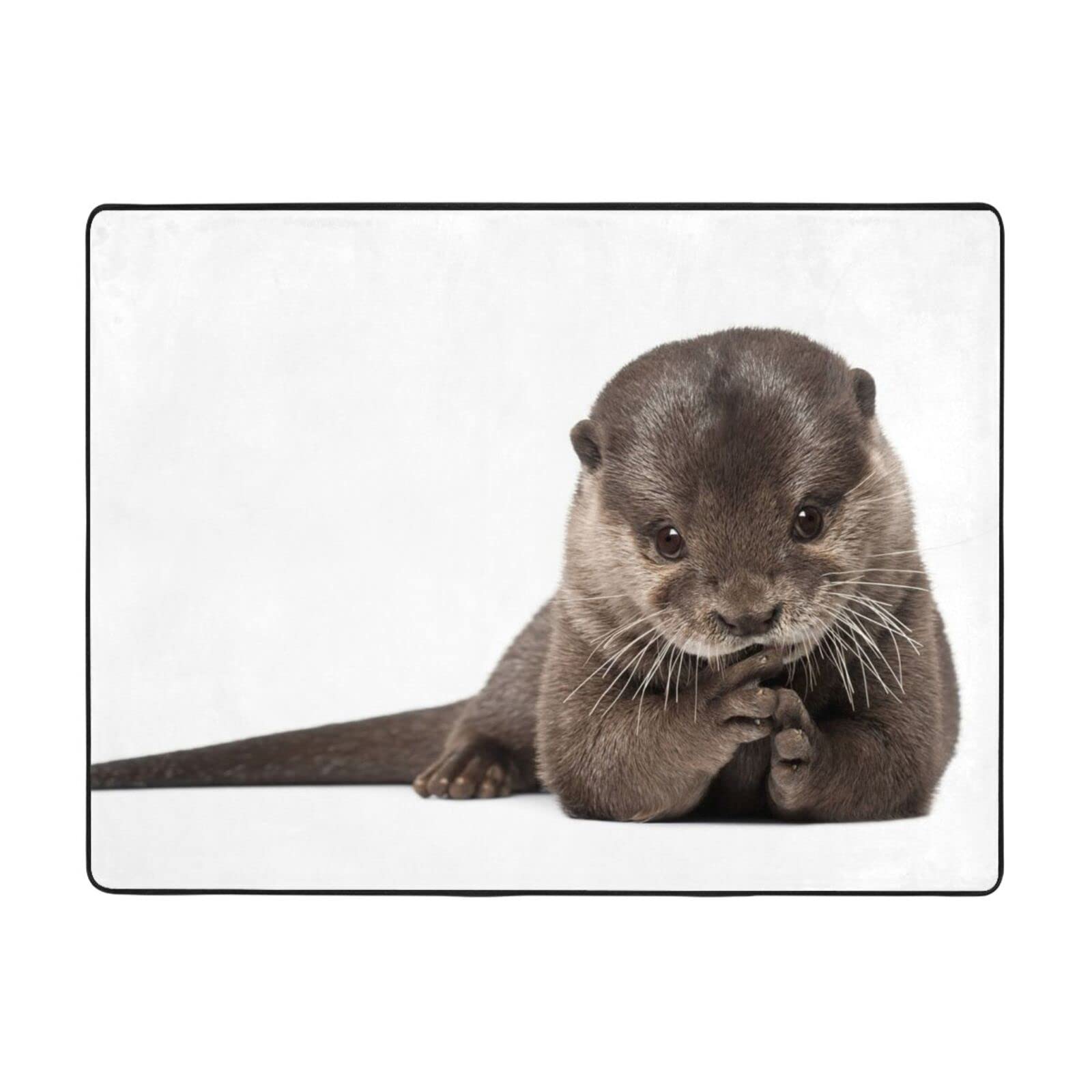 Tapis en flanelle loutre 160x122 cm antidérapant et doux pour habiller le sol du salon