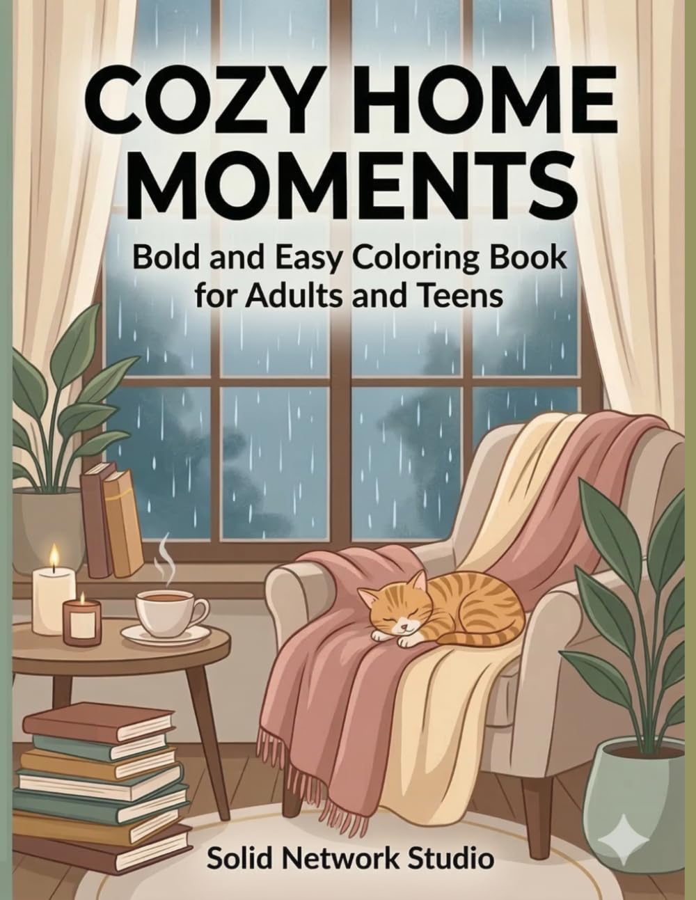 Cozy Home Moments: A Bold and Easy Cozy Home Coloring Book for Adults and Teens Featuring Reading Nooks, Tea Time, Plants, Rainy Windows, and Relaxing Hygge Scenes