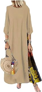 Legou Women's Dresses Vintage Seven Split Sleeve Solid Color Dresses