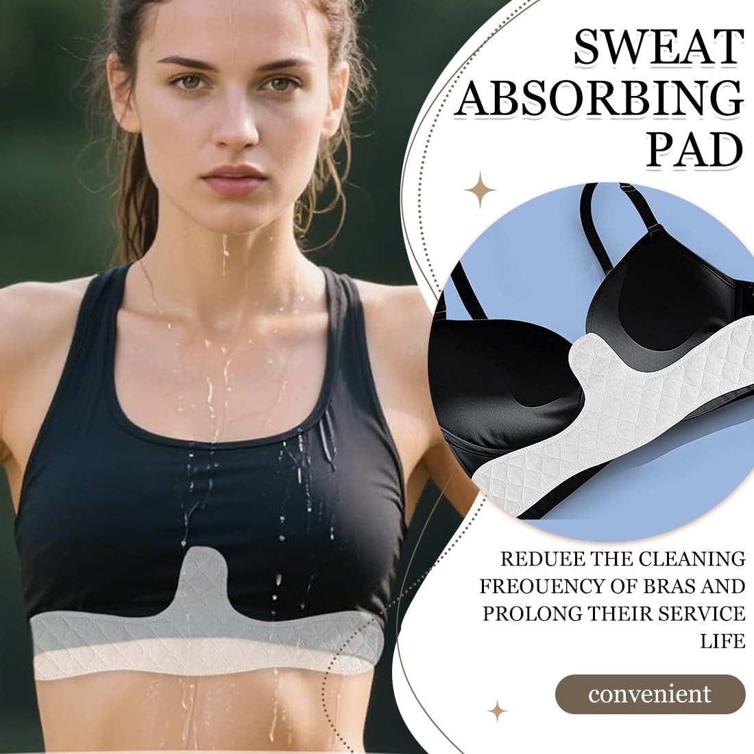 Confezione da 4 di protezioni per il petto in cotone riutilizzabili per donne, reggiseno antisudore sottoseno, protezioni per il sudore, prevengono perdite di sudore e latte