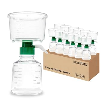 500ml Vacuum Filter Units, 0.22μm CA Sterile Bottle Filter, 12Pcs