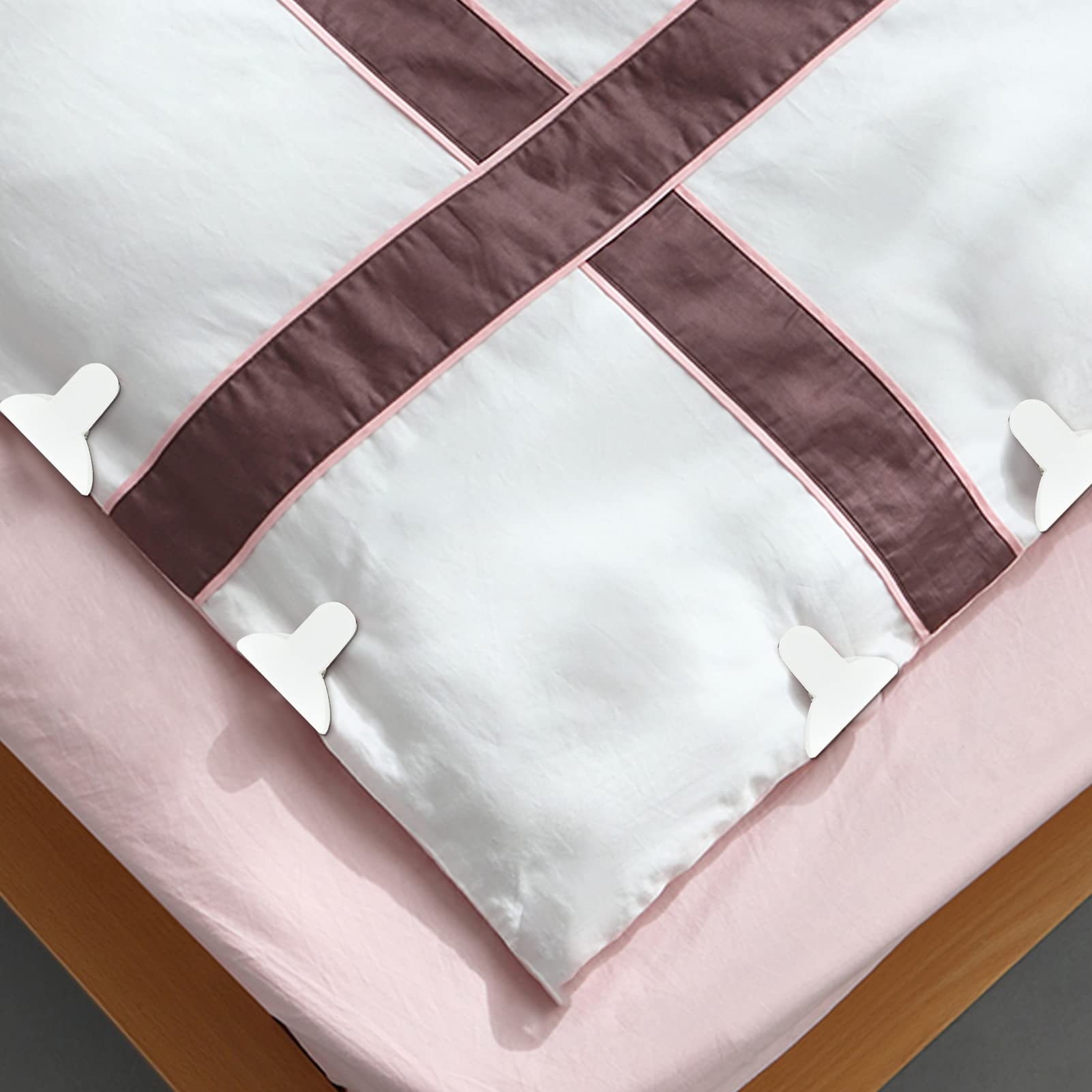 5 x Bettbezug-Clips, 12 x Bettdeckenclips für die Bettdecke, weiße Quilt-Clips verhindern, dass sich die Bettdecke im Bettbezug verschieben