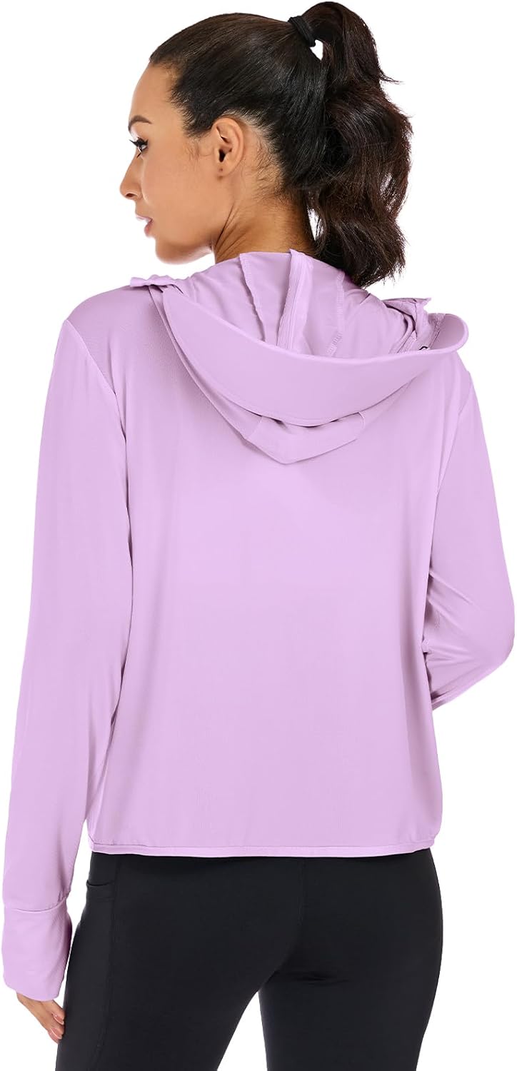 VUTRU Women UPF 50+ Sun Protection Jacket Hoodie Lightweight Full Zip Pockets Running Shirts Long Sleeve for Hiking Outdoor - Image 2