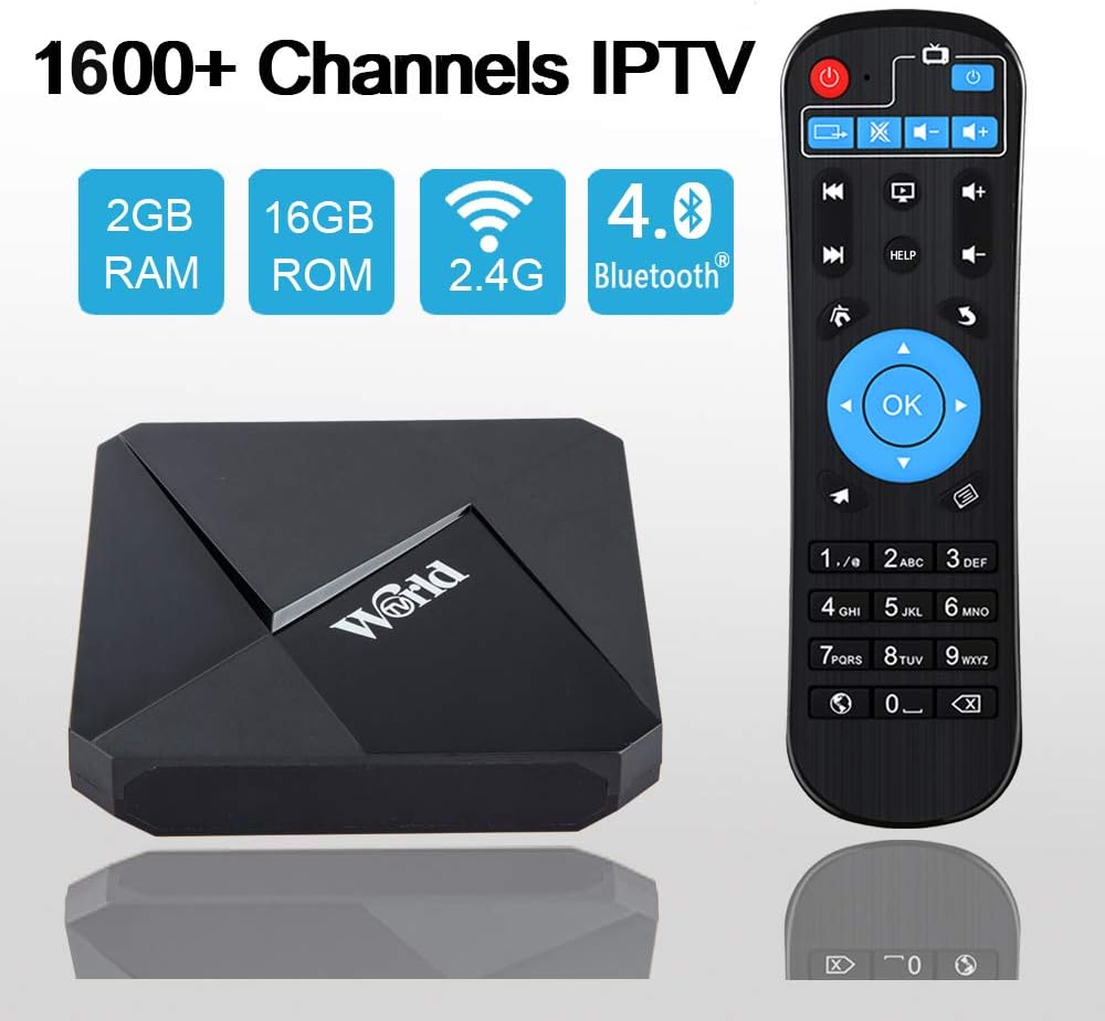 Live IPTV Receiver Box Over 1600 Global Channels International IPTV Including US CA UK Arabic India Brazil Programs 2GB RAM 16GB eMMC, No Subscription Fee