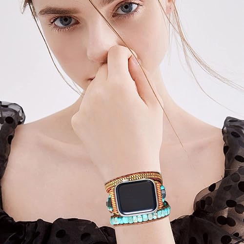 Miniatura 4 de Correa de reloj bohemia con cuentas compatible con Apple Watch Band de 1.496 pulgadas, 1.575 pulgadas, 1.614 pulgadas, 1.654 pulgadas, 1.732