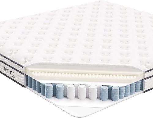 Miniatura 6 de Modway Jenna - Colchón King de muelles interiores (8 pulgadas), Tela, Blanco