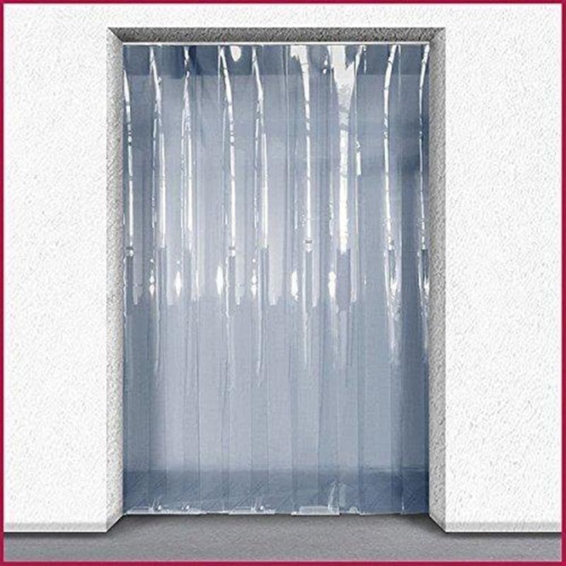 Image of PVC Transparent AC Curtain Water Proof Quick Water Release Solid Transparent Plastic dust Proof Door Curtain Pack of (1, 20 mm, 8 x 4.5 feet)