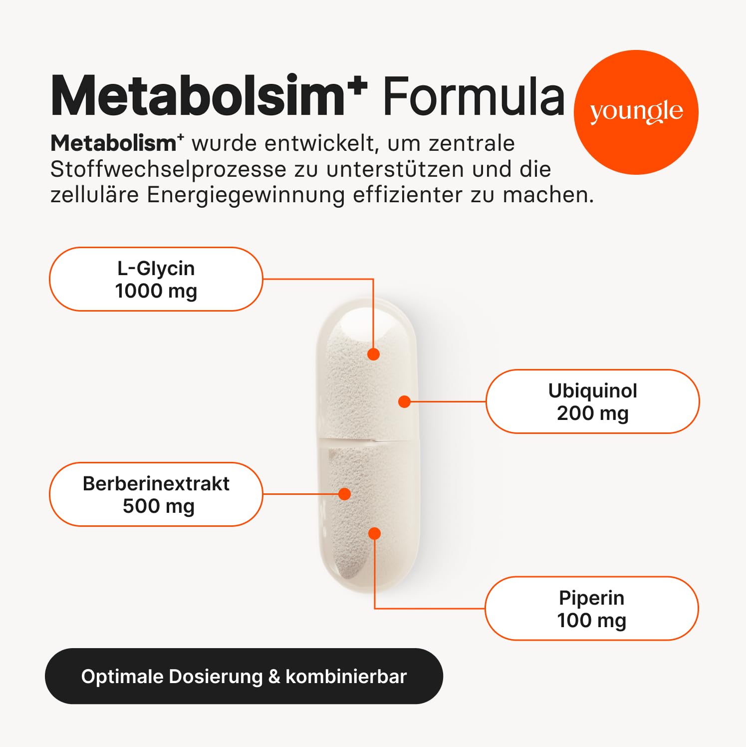 META+ Stoffwechsel Kapseln – Unterstützt Zellenergie & Metabolische Regulation + L-Glycin, Berberin, Ubiquinol – Longevity, Energieproduktion, Stoffwechselflexibilität