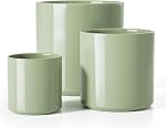 LE TAUCI Ceramic Plant Pots, Set of 3, 6+8+10 Inch Large Planters for Indoor Plants with Drainage and Plug, Mid-Century Modern Indoor Plant Pots, Round Pot Plante Interieur, White