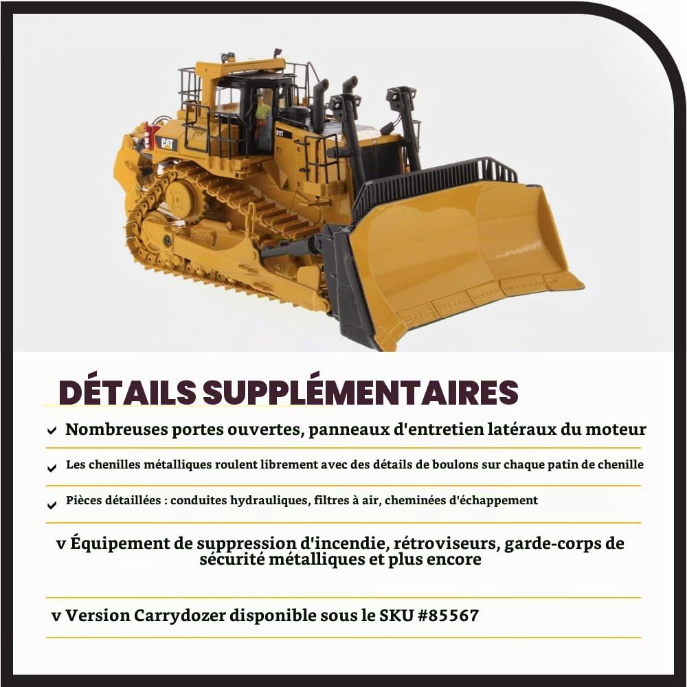 Diecast Masters 85565 - Cat D11T Track Type Tractor, échelle 1:50, à partir de 14 Ans, en boîte métallique, Convient aux collectionneurs