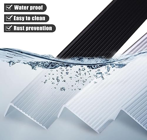Miniatura 5 de ZIMGOD Tira protectora de borde de metal, borde antideslizante para escaleras, umbral de tira de transición en forma de L, borde de vinilo laminado