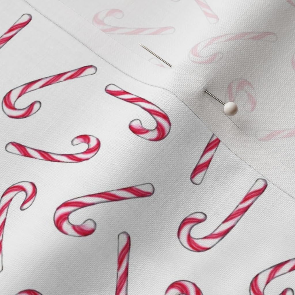 Spoonflower Fabric - Candy Canes Christmas Sweet Red White Scattered Holidays Kids Printed on Petal Signature Cotton Fabric by The Yard - Sewing Quilting Apparel Crafts Decor