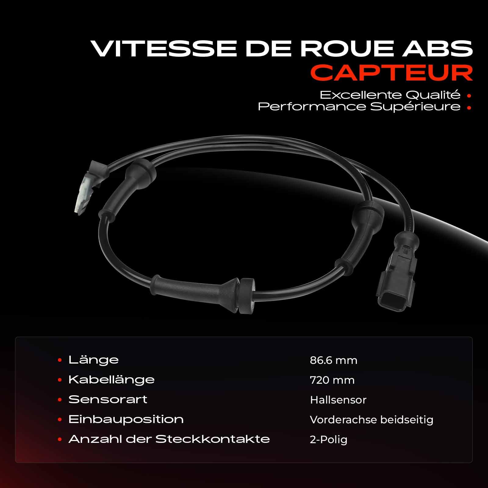 Megane 2 Capteur ABS Arrière Gauche/Droit Pour Scénic II, Megane II 1.4L-2.0L 2006-2015 - Ref 8200416683 Capteur Arrière Gauche Droit