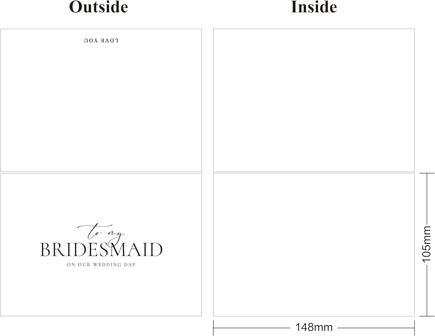 LADY&HOME To My Bridesmaid On My Wedding Day Card,Bridesmaid Thank You Card Wedding Day Bridesmaid Proposal (Black Foil,Bridesmaid) - Image 3