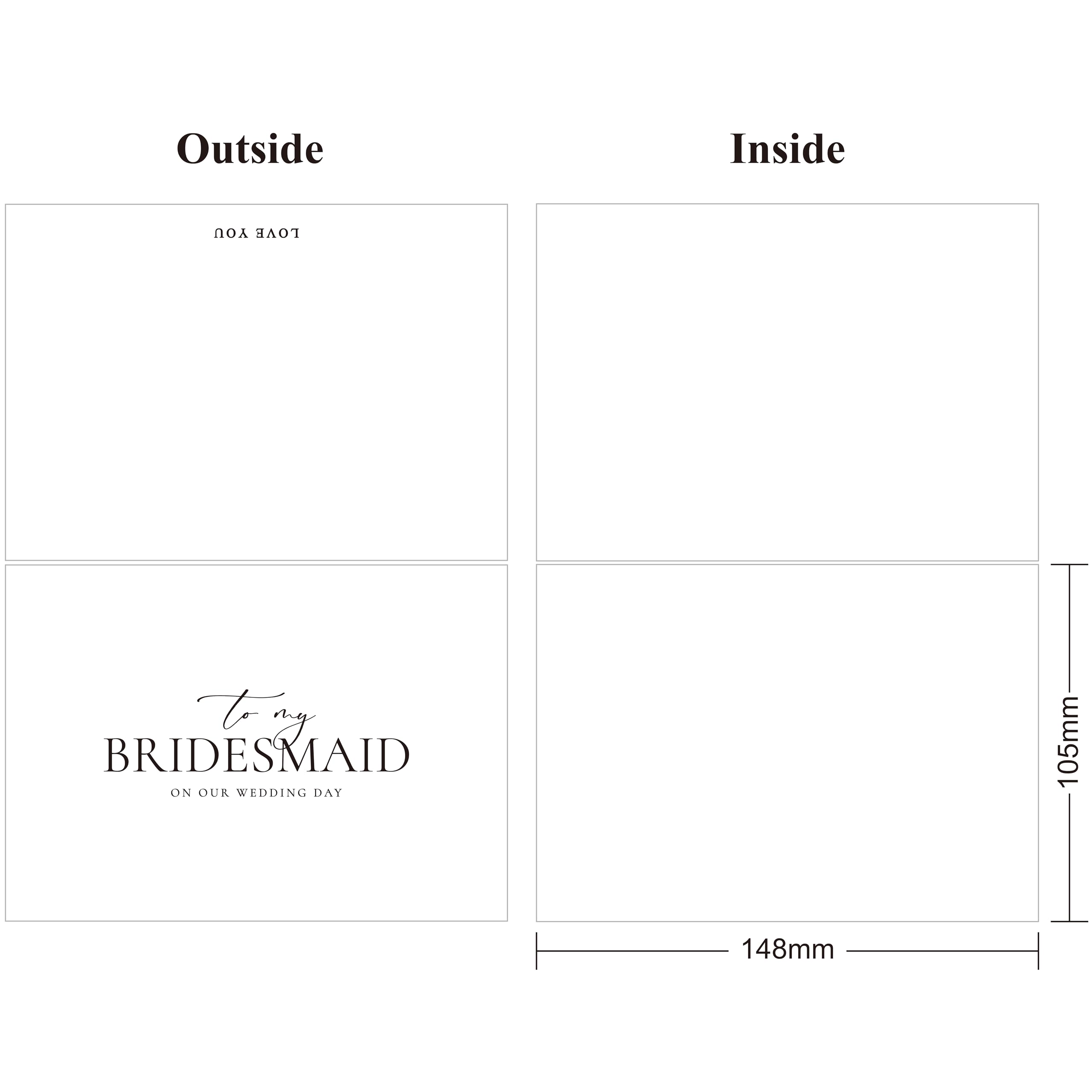 LADY&HOME To My Bridesmaid On My Wedding Day Card 6 pcs Bridesmaid Thank You Cards Wedding Day Bridesmaid Proposal (Black Foil,6 Pack) - Image 2