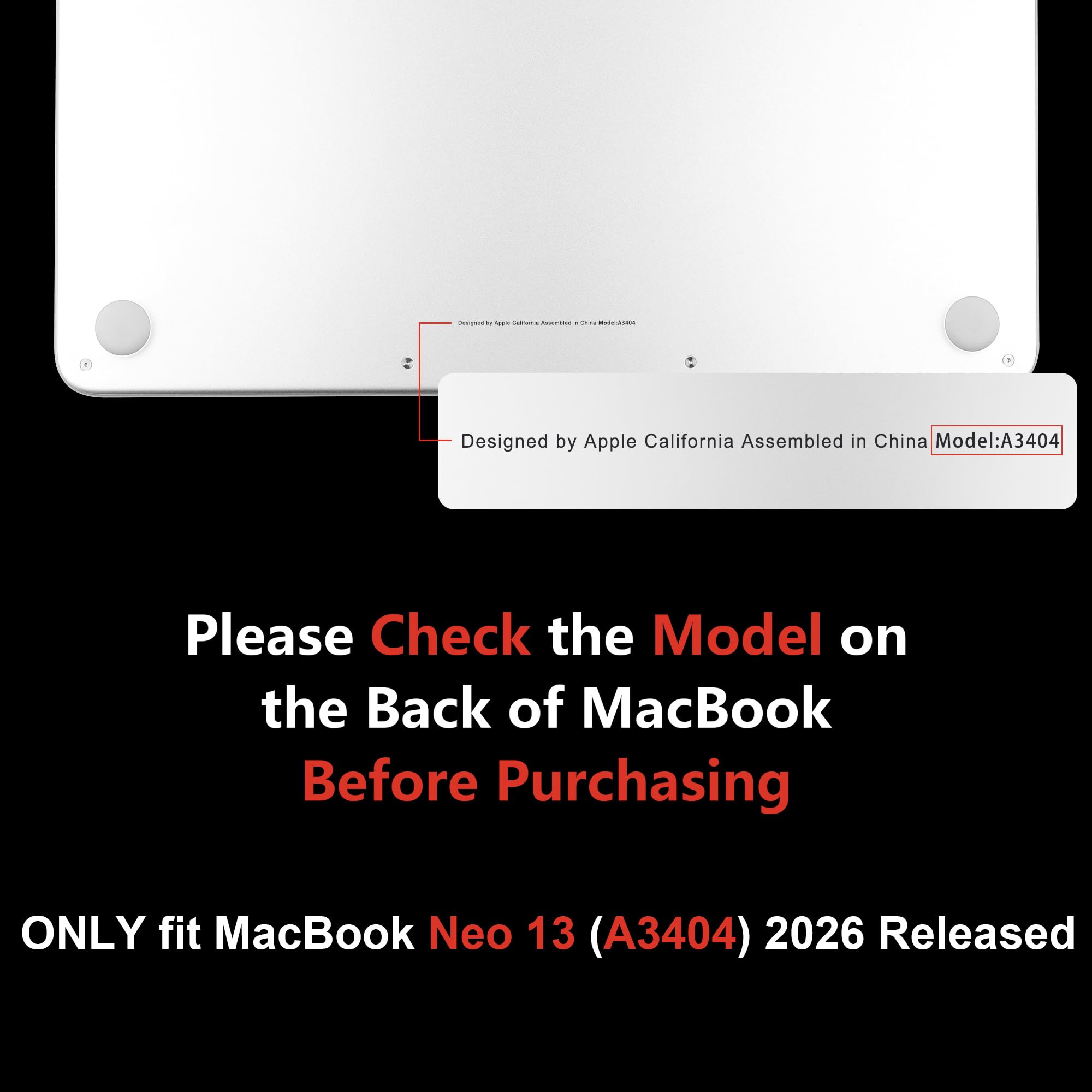 MEEgoodo Custodia stampata 4 in 1 per MacBook Neo 13" modello A3404, versione 2026, custodie rigide per laptop con skin per tastiera, pellicola protettiva per schermo e cover per webcam, a scacchiera