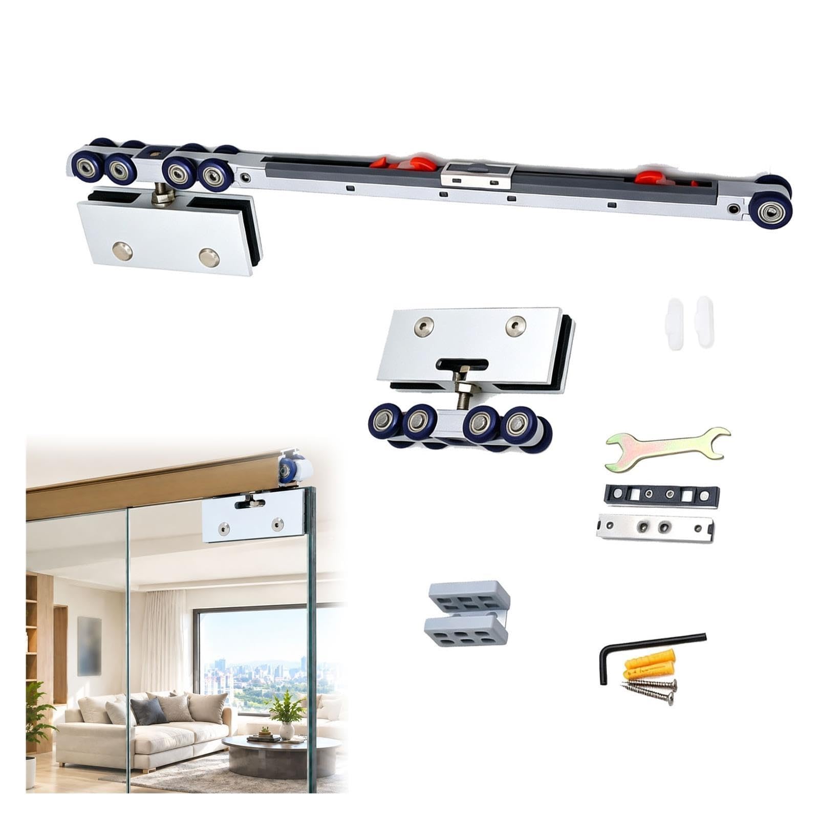 Herrajes Puerta Corredera Cristal Soportes Hidráulicos De 77 Kg