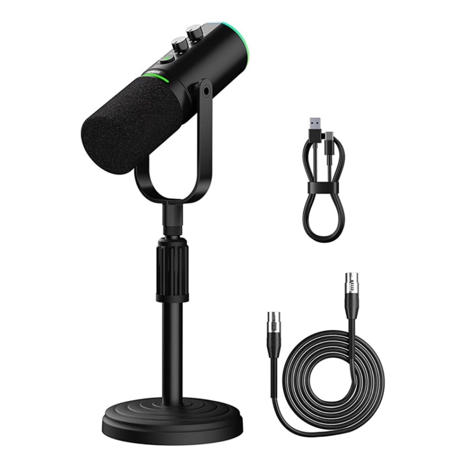 Mikrofon Dynamiczny Do Podcastów, Mikrofony Komputerowe Nagrywania XLR/USB Transmisji, Gier I Strumieniowej, Studyjny Uniwersalna Kompatybilność(Black)