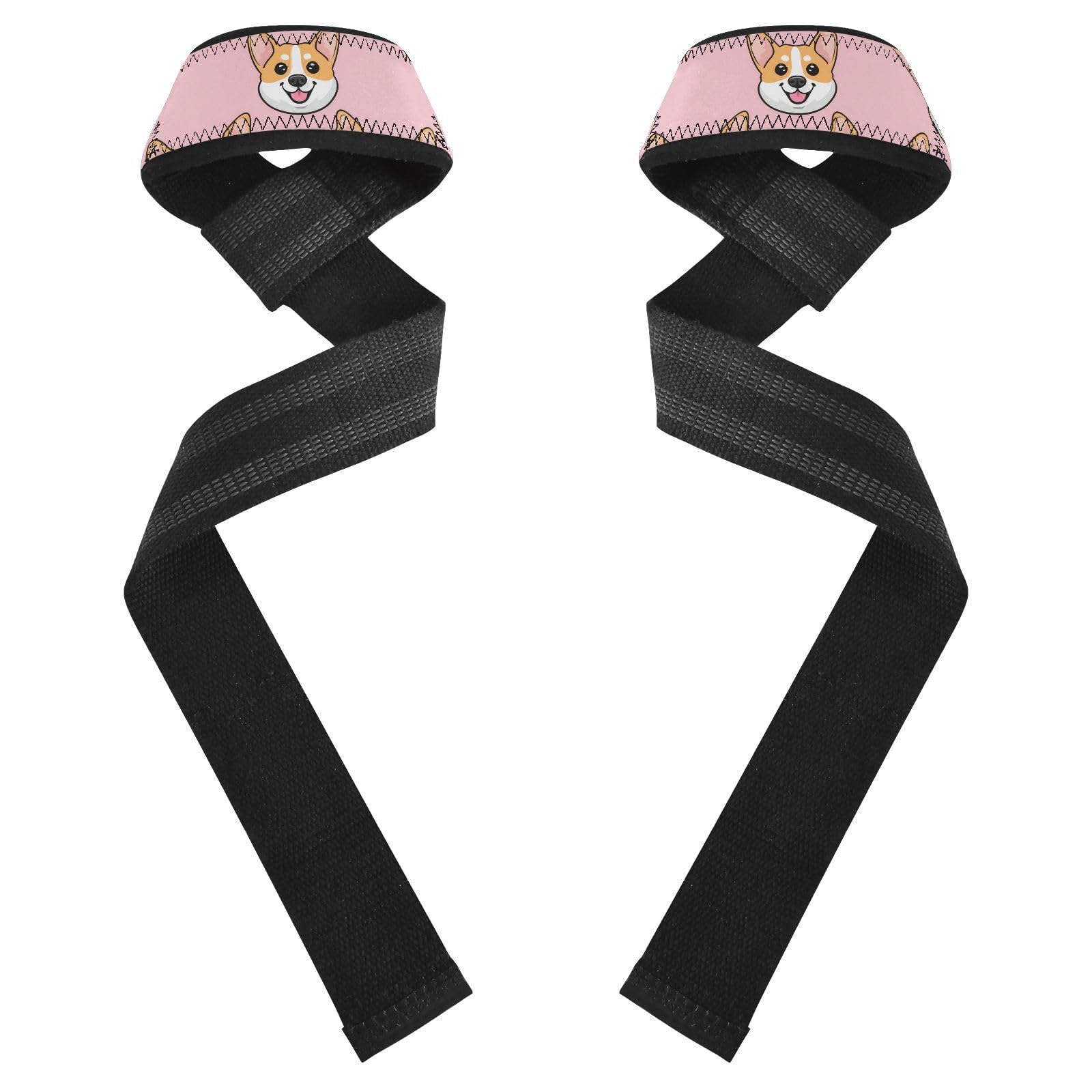 STAYTOP Cute Dog Wrist Straps for Weightlifting,Lifting Straps with Neoprene Cushioned Wrist Padded and Anti-Skid Silicone for Strength Training,Bodybuilding,Deadlifting