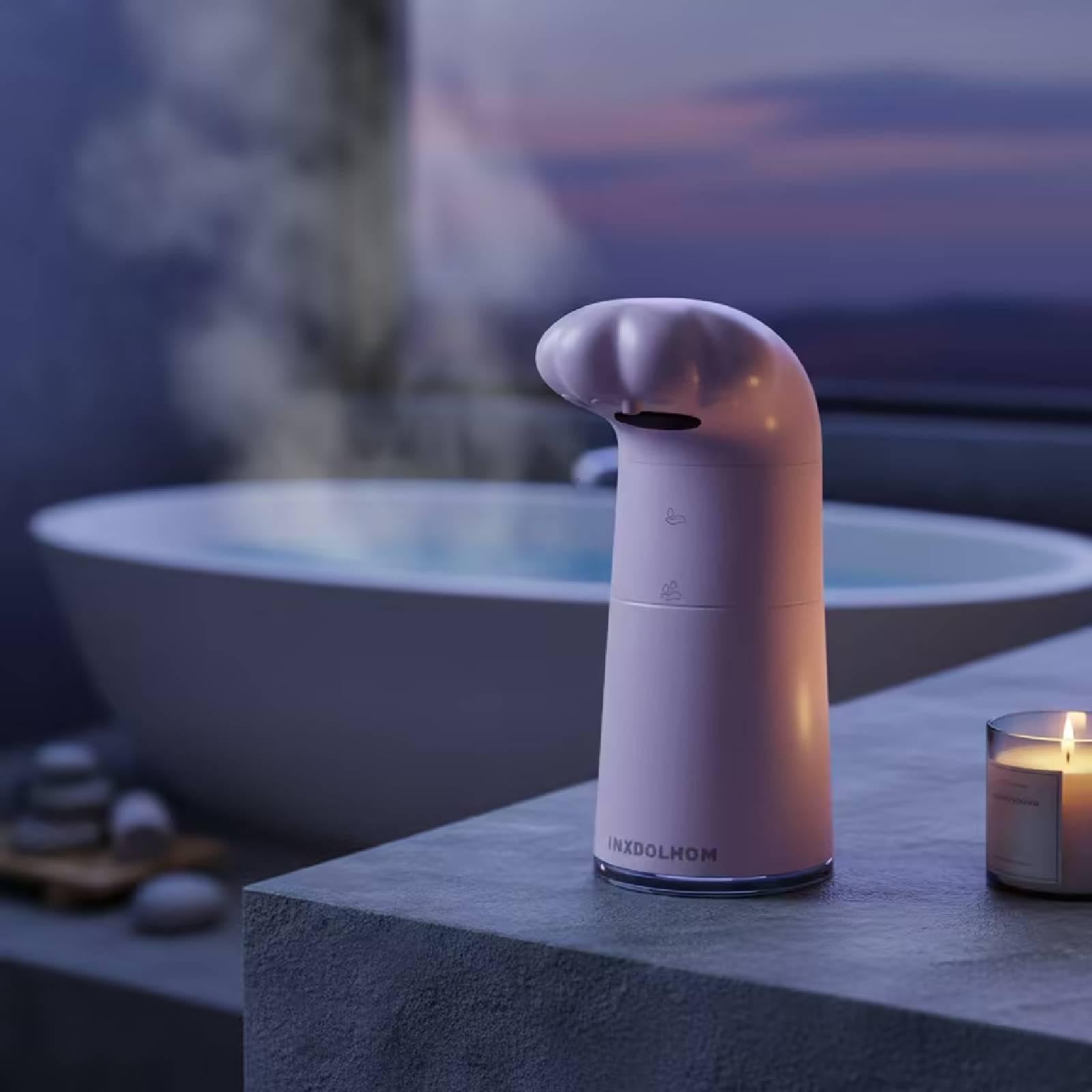 Dispenser Automatico di Sapone Schiuma Touchless Carino Zampa Gatto Sensore Ricaricabile Materiale PP Compatto Adatto per Bambini Uso Regalo Decorazio, Rosa
