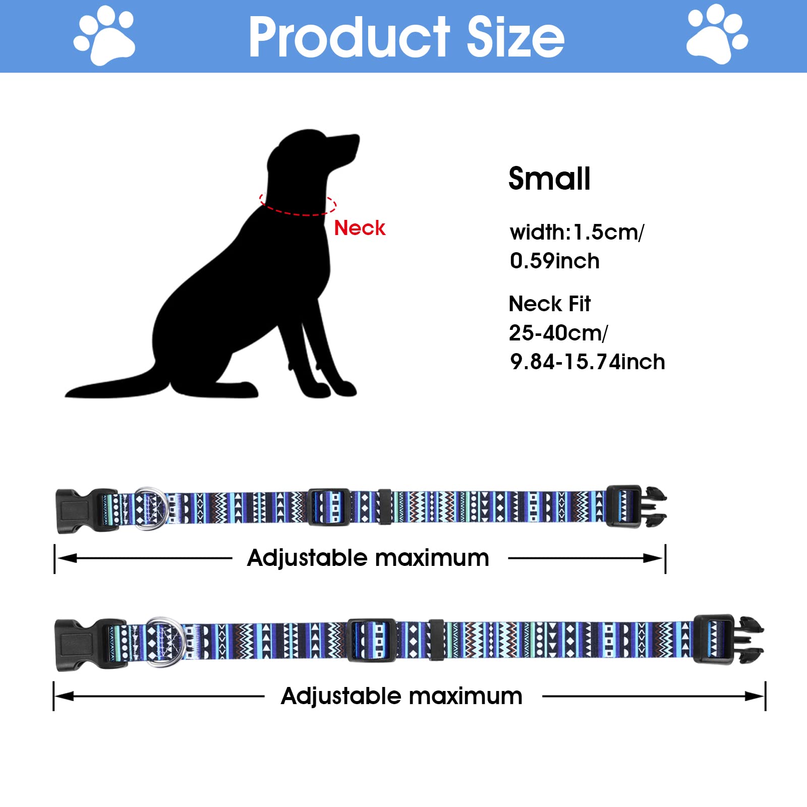 Verstellbares Nylon-Hundehalsband Mit Bienen-Muster - Größe S (25-40 Cm), Weich & Reflektierend