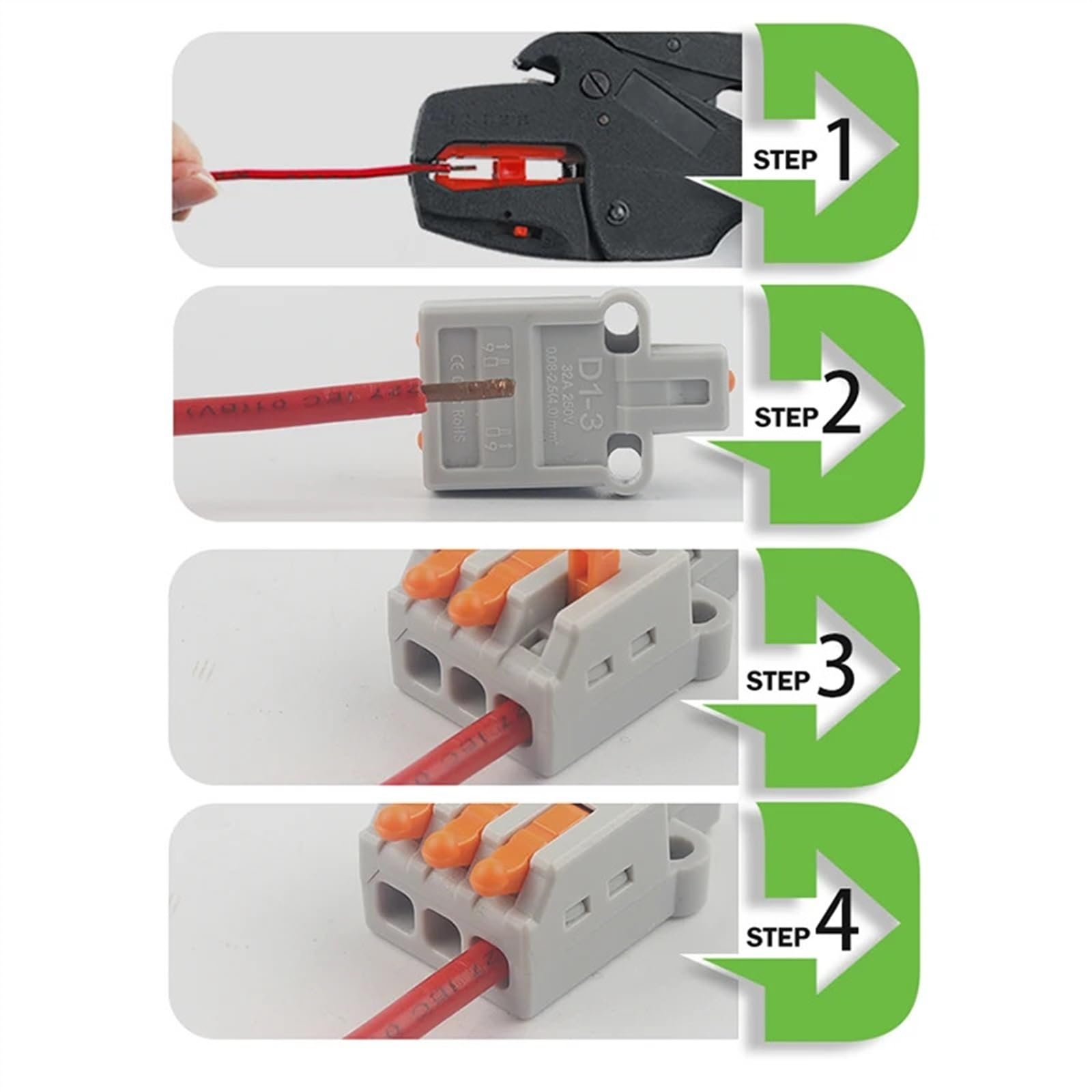 conector eléctrico de empalme compacto, Kit de conectores de cable de palanca de 1 a 1/2/3/4/5 salidas for conector rápido doméstico 28-12 AWG(D1 54PCS With Tool)