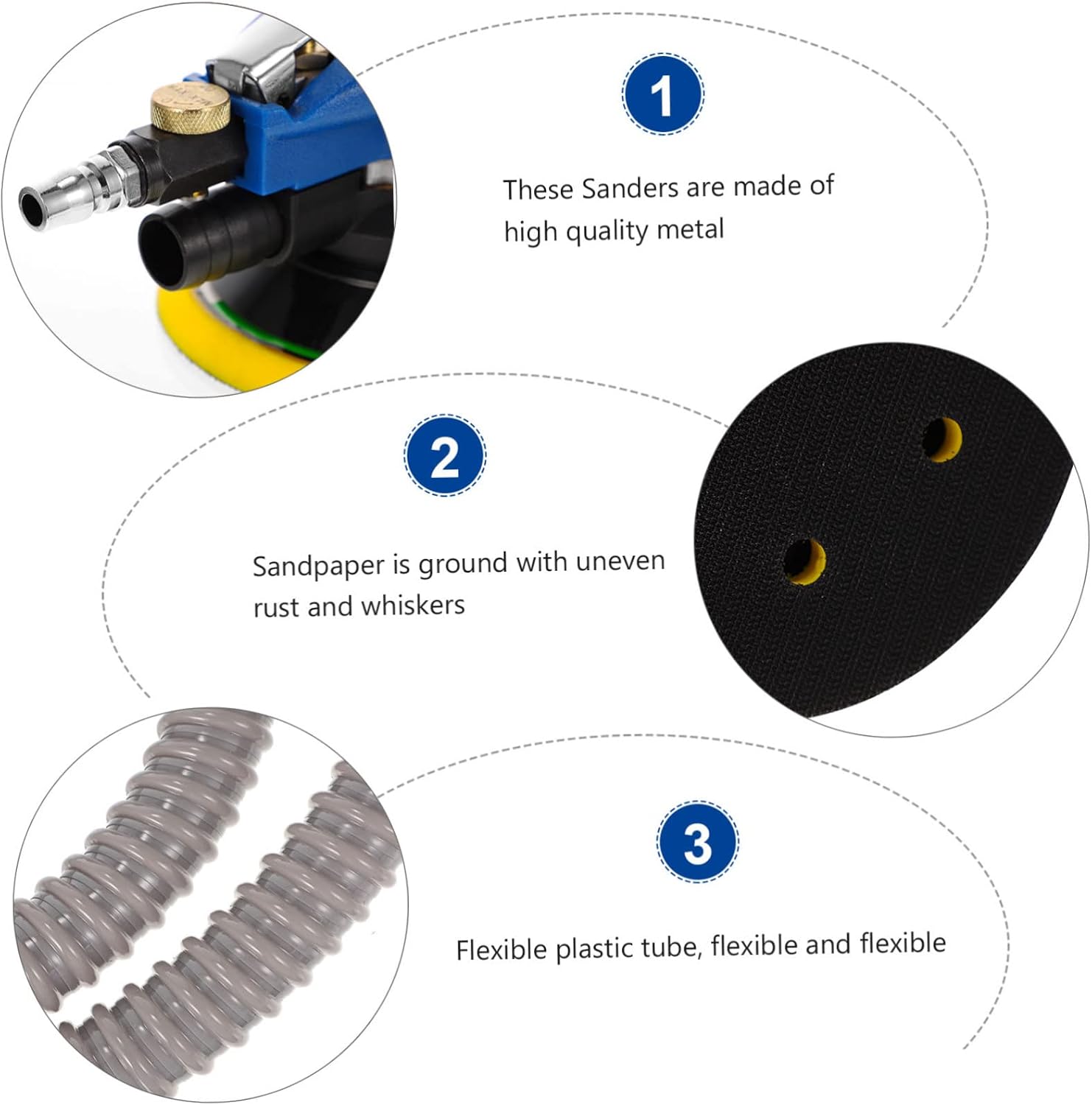 STOBOK 2sets Pneumatic Sandpaper Polishing Machine Grinding Tool for Smooth Finishing and Easy Carrying for Projects and Automotive Detailing