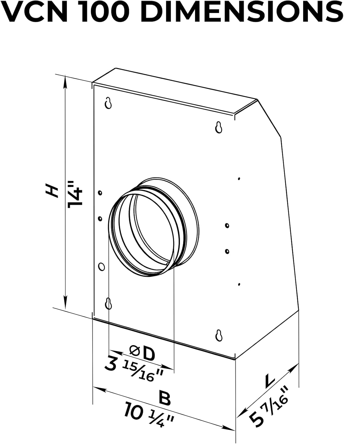 VENTS-US VCN 100 - Wall Mounted Outdoor Exhaust Ventilation Fan Compatible with 4 Inch Duct Diameter - 238 CFM