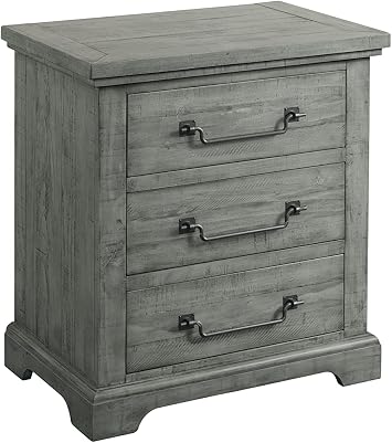 Martin Svensson Home Beach House Solid Wood Dove Grey 2 Drawer Nightstand with Finger Lock