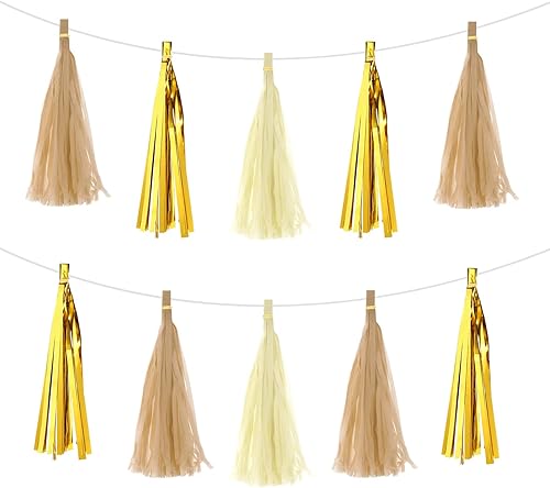 Miniatura 8 de MECCANIXITY Guirnalda de borlas de color negro, rosa claro, rojo rosa, con cuerda, papel de seda, borlas, kits de bricolaje para aniversario, boda,