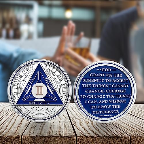Image of Imasoner 2 Year AA Medallion Coin Alcoholics Anonymous Chips Recovery Sobriety Chip Anniversary Token (02 Year)