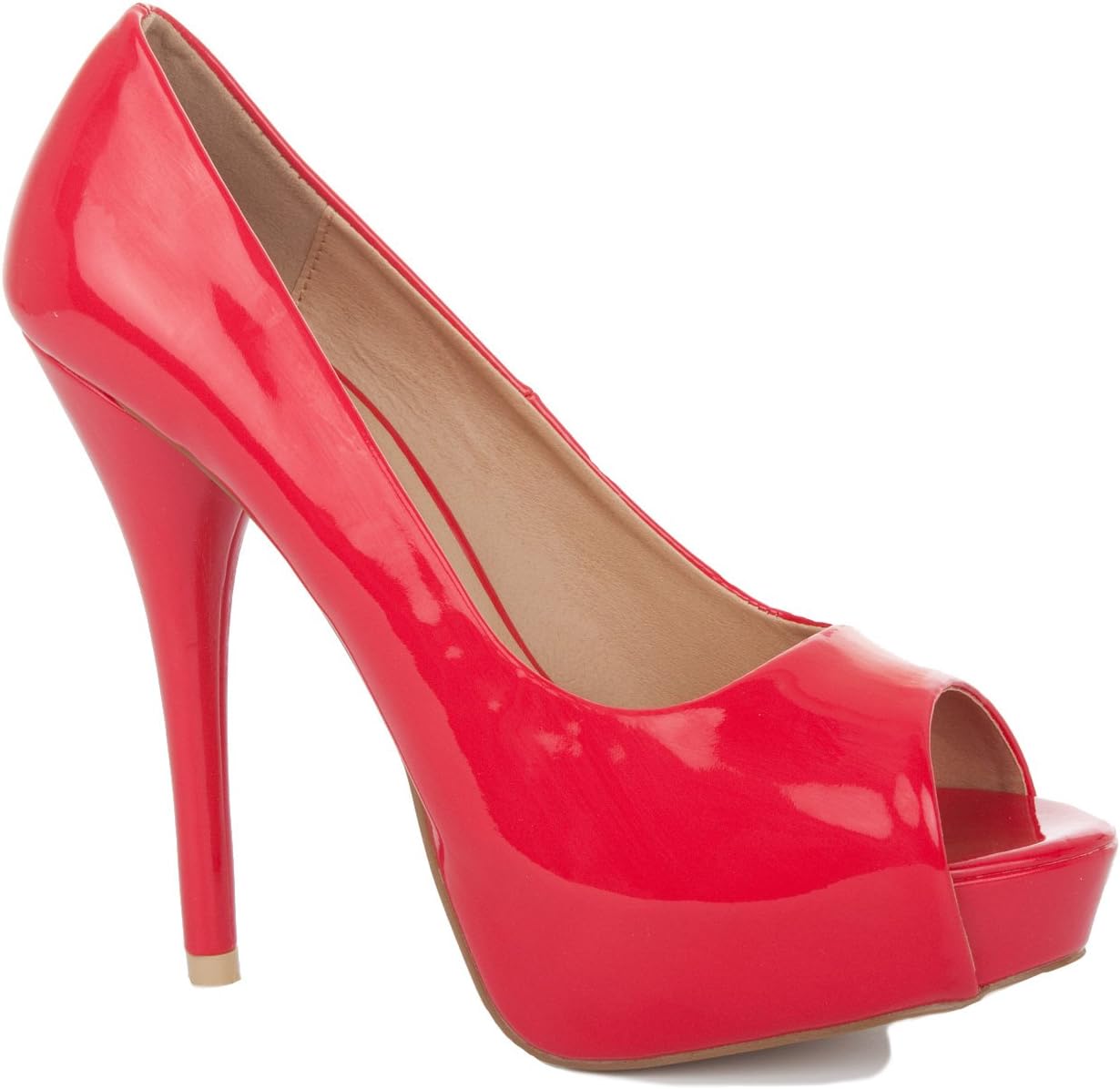 New Womens Ladies Platform Party Prom Wedding Bridal PEEP Toe HIGH Heels Stiletto Court Shoes Pumps Size 3-8 Red Patent