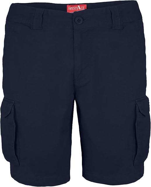 Mens Classic-fit Cargo Shorts Utility Workwear Cotton Combat Chino 6 Pocket Half Pants (Navy, 36)
