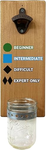 Miniatura 1 de Abridor de botellas de esquí, tablero de madera de montaje en pared con tapa extraíble y abridor de hierro fundido, regalo de esquiador rústico y