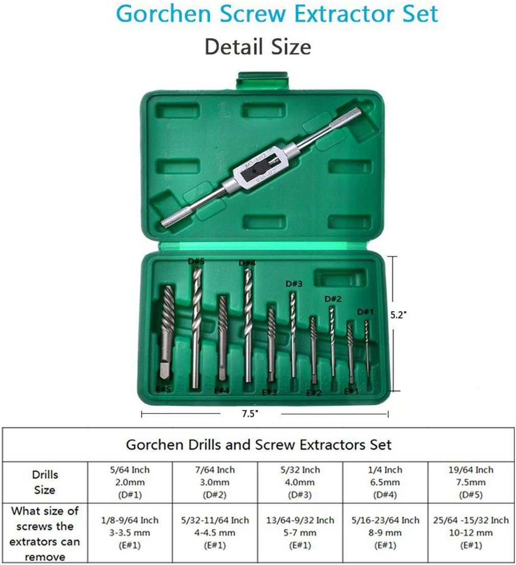 OCGIG 11 PCS Damaged Broken Screw Extractor Drill Bit Bolt Stud Remover Tool Kit Set