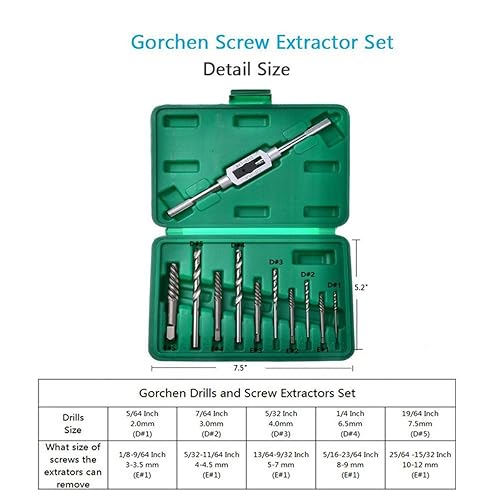 Miniatura 5 de OCGIG Juego de 11 herramientas de extracción de tornillos rotos dañados