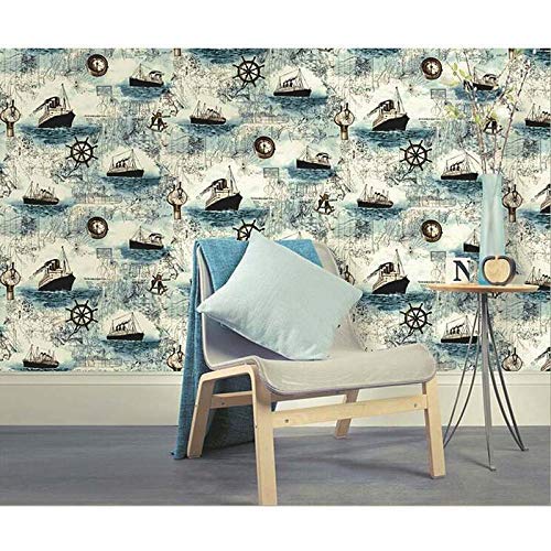 Image of Lependor 17.71 inch X 118 inch Nautical Map Wallpaper, Peel and Stick Removable Contact Paper Decorative - 17.71 inch X 9.8 ft