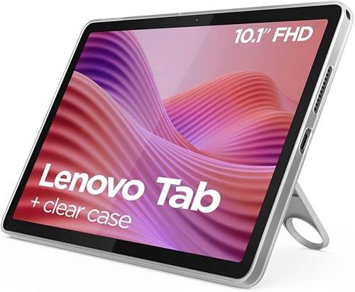 Lenovo Tab - 10.1" WUXGA Tablet (MediaTek Helio G85, 4GB RAM, 128GB, 60Hz, 2 Speakers, Wi-Fi 5, Bluetooth 5.3, Android 14) Luna Grey - Includes Transparent Case with Built in Stand - 2