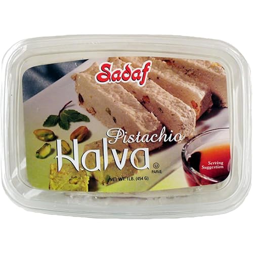 Sadaf Halva Pistachio - Postre de pistacho Halva para saborizar alimentos y aperitivos - Halva de pistacho dulce - Cocina de Oriente Medio - Kosher