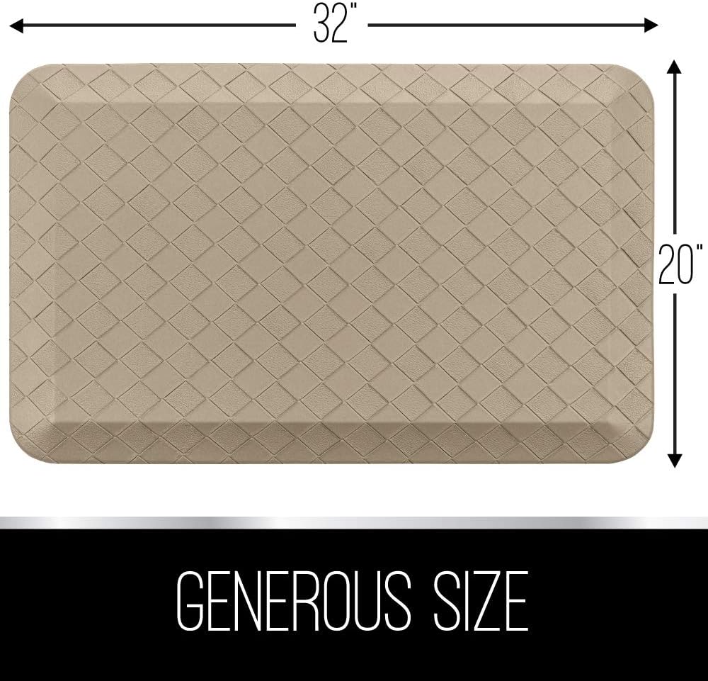 Ninja Brand Premium Floor Comfort Mat, Ergonomically Engineered, Extra Support Floor Pad, Commercial Grade Rug for Kitchen, Gaming, Office Standing Desk Mats, 20x32 Inches, Classic Khaki