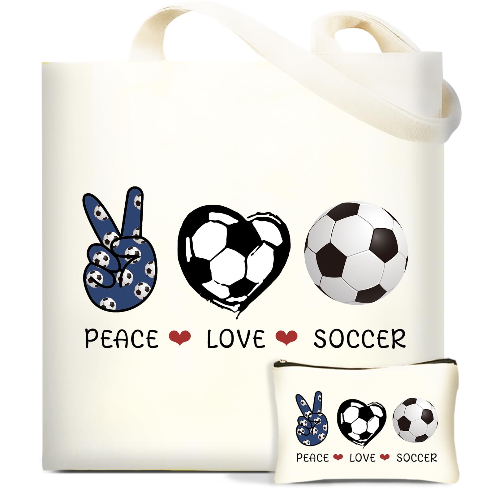 DHQH Soccer Gifts for Women, Sports Party Favors Team Gifts for Soccer Lovers, Birthday Gift for Player Coach Fans, Aesthetic Canvas Tote Bag Grocery