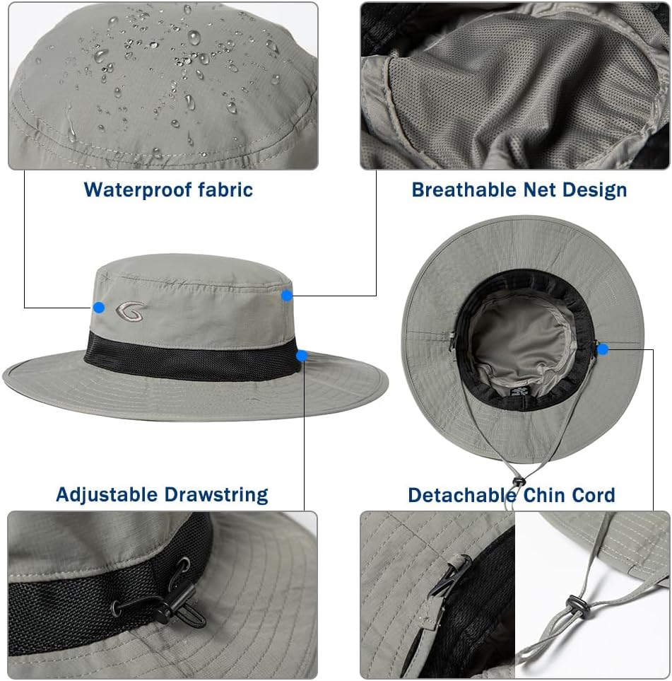 Oversized XL XXL Waterproof Sun Hat for Big Heads Mesh Bucket Hat Wide Brim Adjustable Packable Hiking Beach Fishing - Image 3