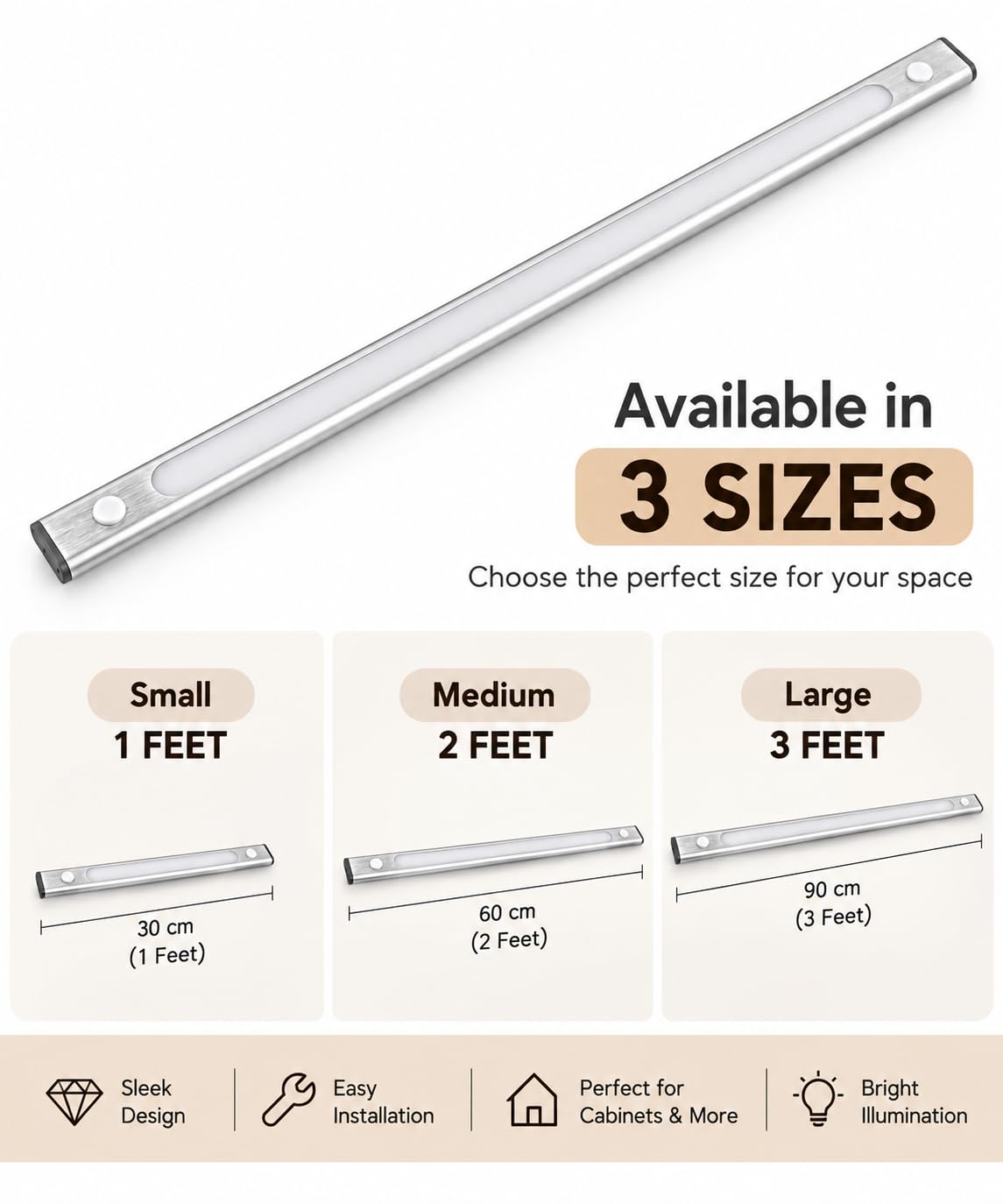 LED Cabinet Light - Warm White, 3 Feet -2