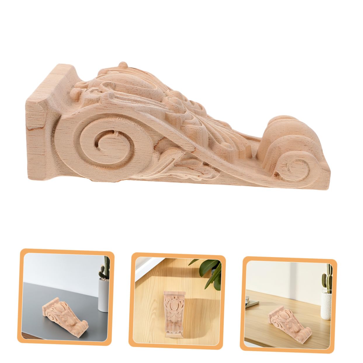Ménsula de Madera Tallada Estilo Europeo Diseño Clásico Romano Decoración Elegante para Hogar y Puerta Corbels Decorativos sin Pintar