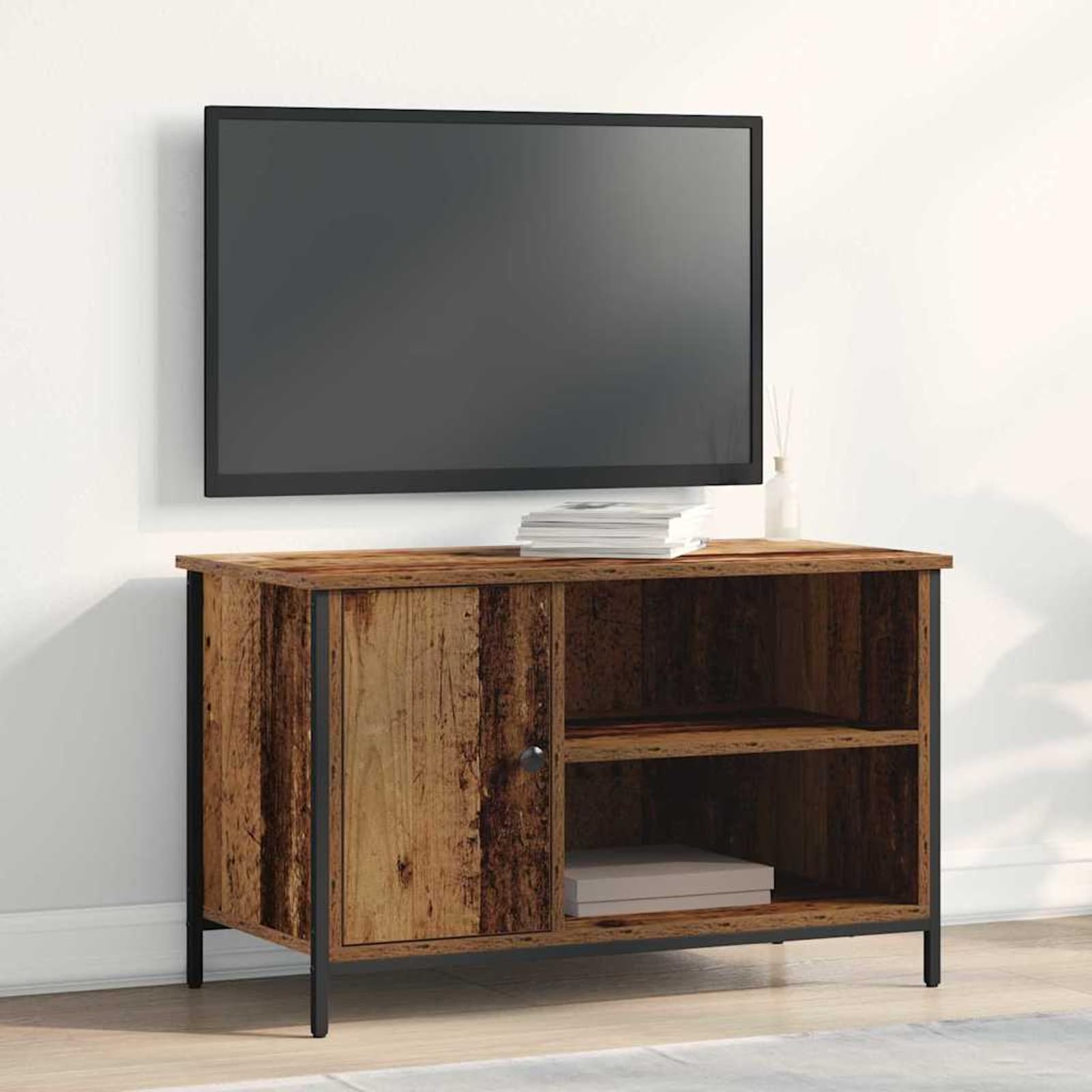 Gecheer TV-Schränk Altholz 80 x 40 x 50 cm Holzwerkstoff, Fernsehschrank Fernsehtisch TV-Lowboard für Wohnzimmer Home-Cinema Gamerzimmer862142